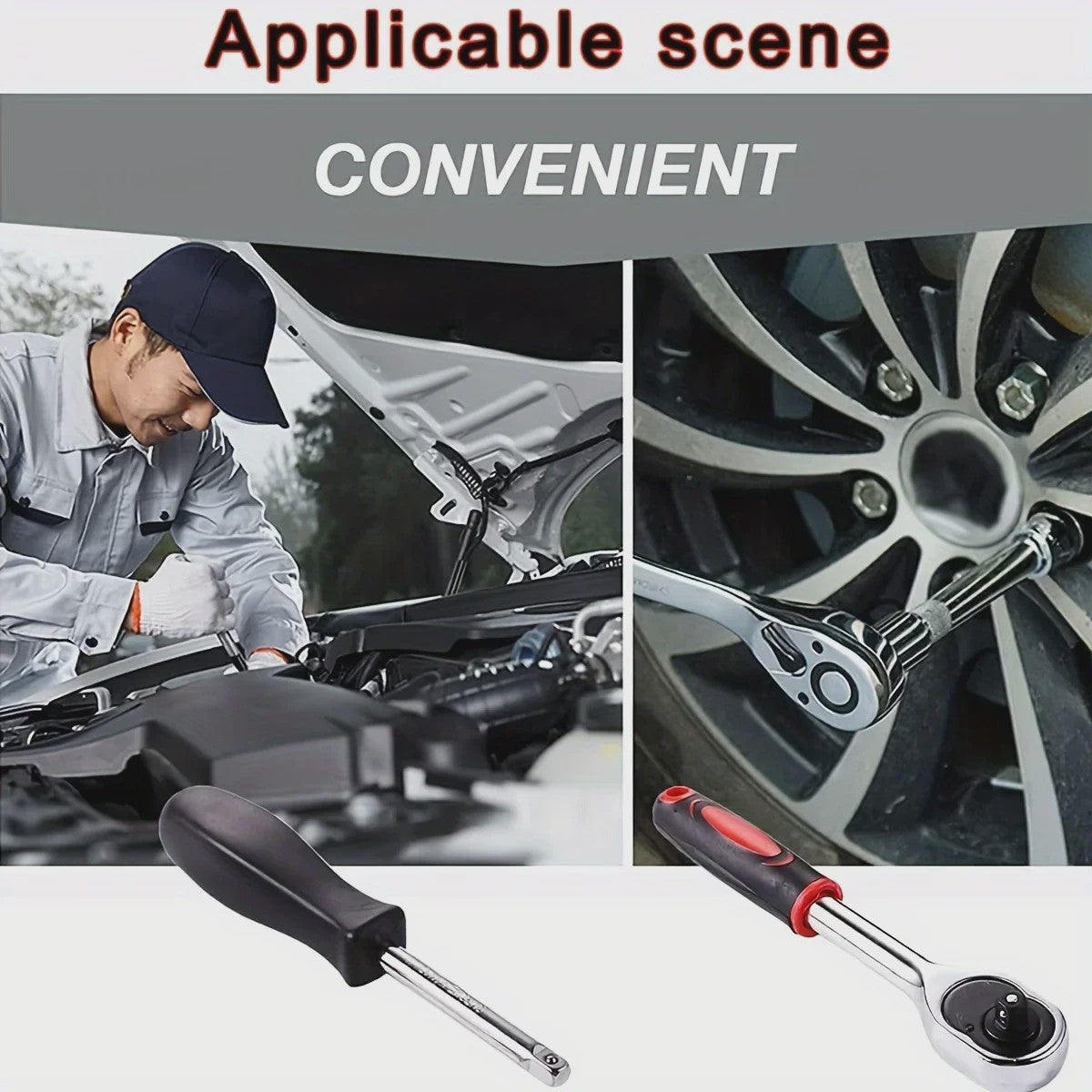 46-delige Monteurs Gereedschapskist: Complete Set met Ratel, Sockets en Bits voor Auto Reparatie en Huisgebruik