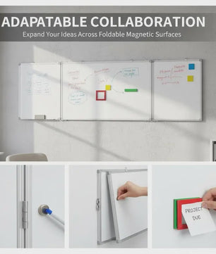 Magnetisch Whiteboard 3 Paneel Klapbaar 160x50 cm Aluminium Frame - Ideaal voor Kantoor, School & Thuis
