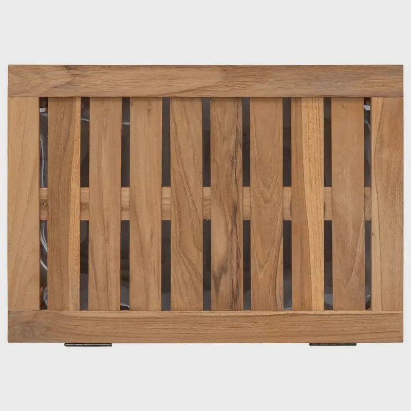 Natuurlijke Teak Houten Was Mand 50x35x60cm met Deksel - Badkamer Opbergmeubel