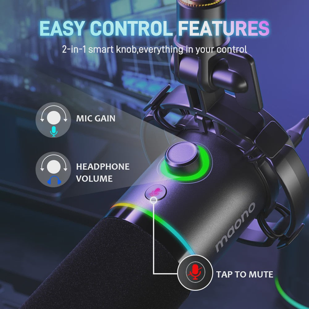 MAONO PD200X Dynamische XLR/USB Microfoon - Gaming, Streaming & Opnames met Mute & Gain Controle