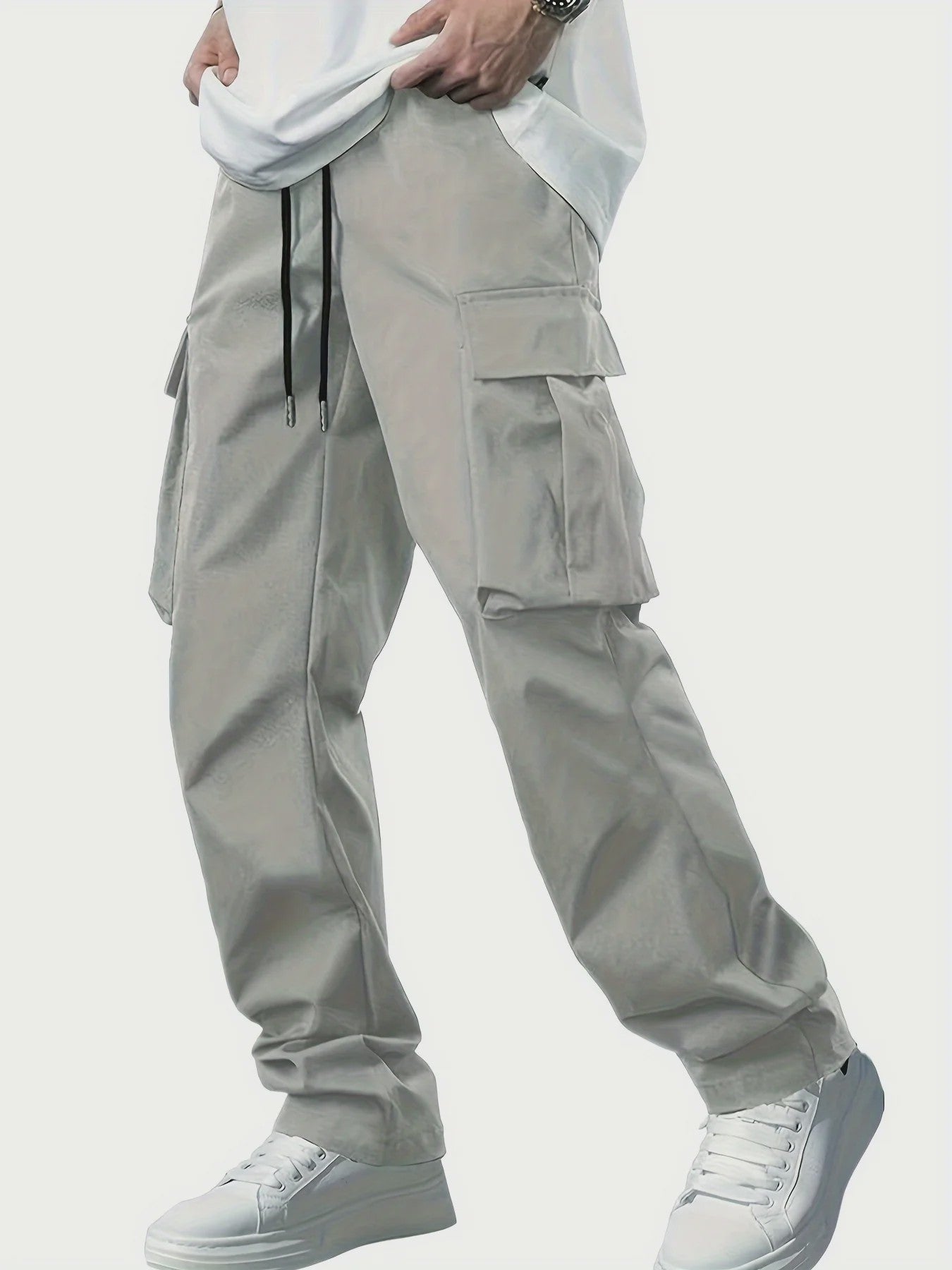 Herfst/Winter Heren Cargo Broek met Multi-Pocket en Tailleband