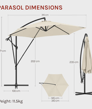 WOLTU Cantilever Parasol - Waterdicht, UV-beschermend met slinger en hoes voor tuin en terras