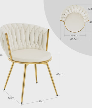 Set van 2 Fluwelen Draaibare Eetkamerstoelen met Gouden Metalen Poten - Ergonomisch & Comfortabel