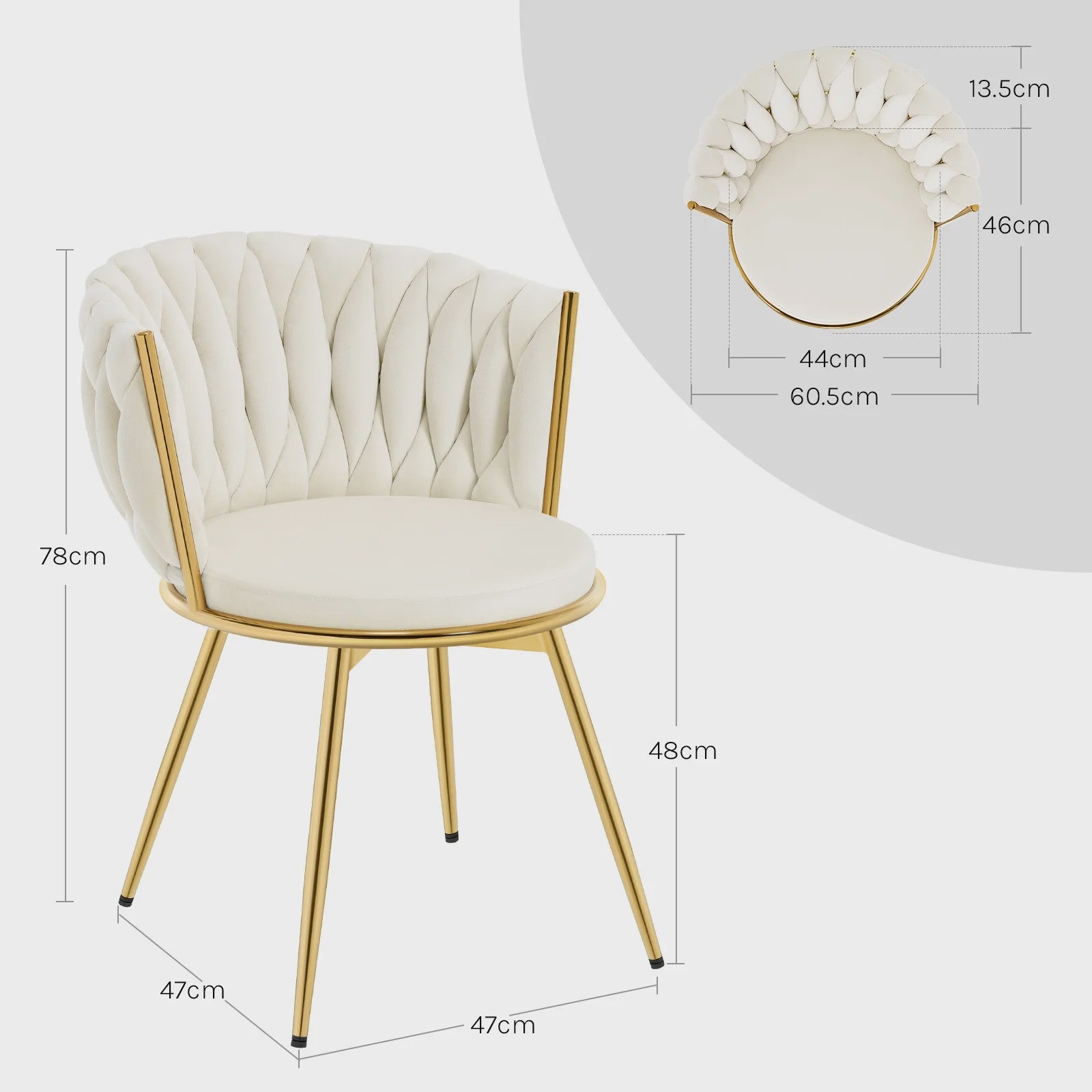 Set van 2 Fluwelen Draaibare Eetkamerstoelen met Gouden Metalen Poten - Ergonomisch & Comfortabel
