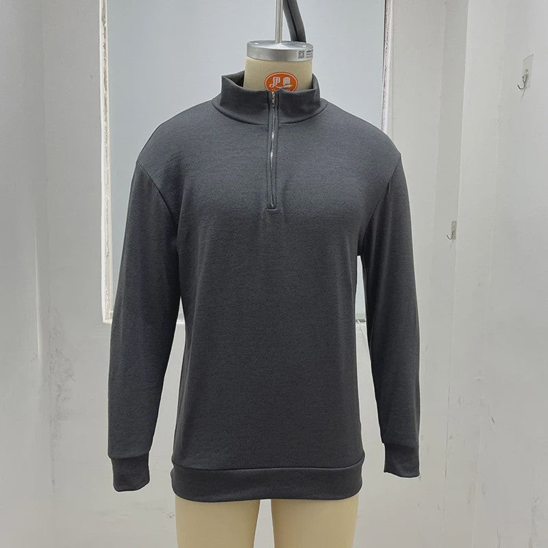 Heren Trui met Halve Rits en V-hals - Lichtgewicht Herfst/Winter Pullover