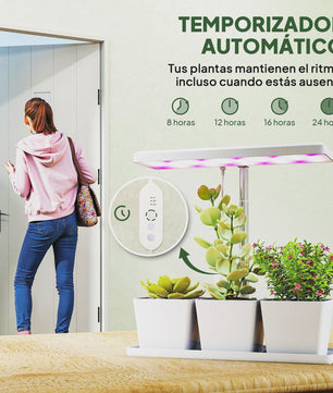 Outsunny Groeilamp voor Binnenplanten - 30 LED's, Volledig Spectrum, In Hoogte Verstelbaar met Timer