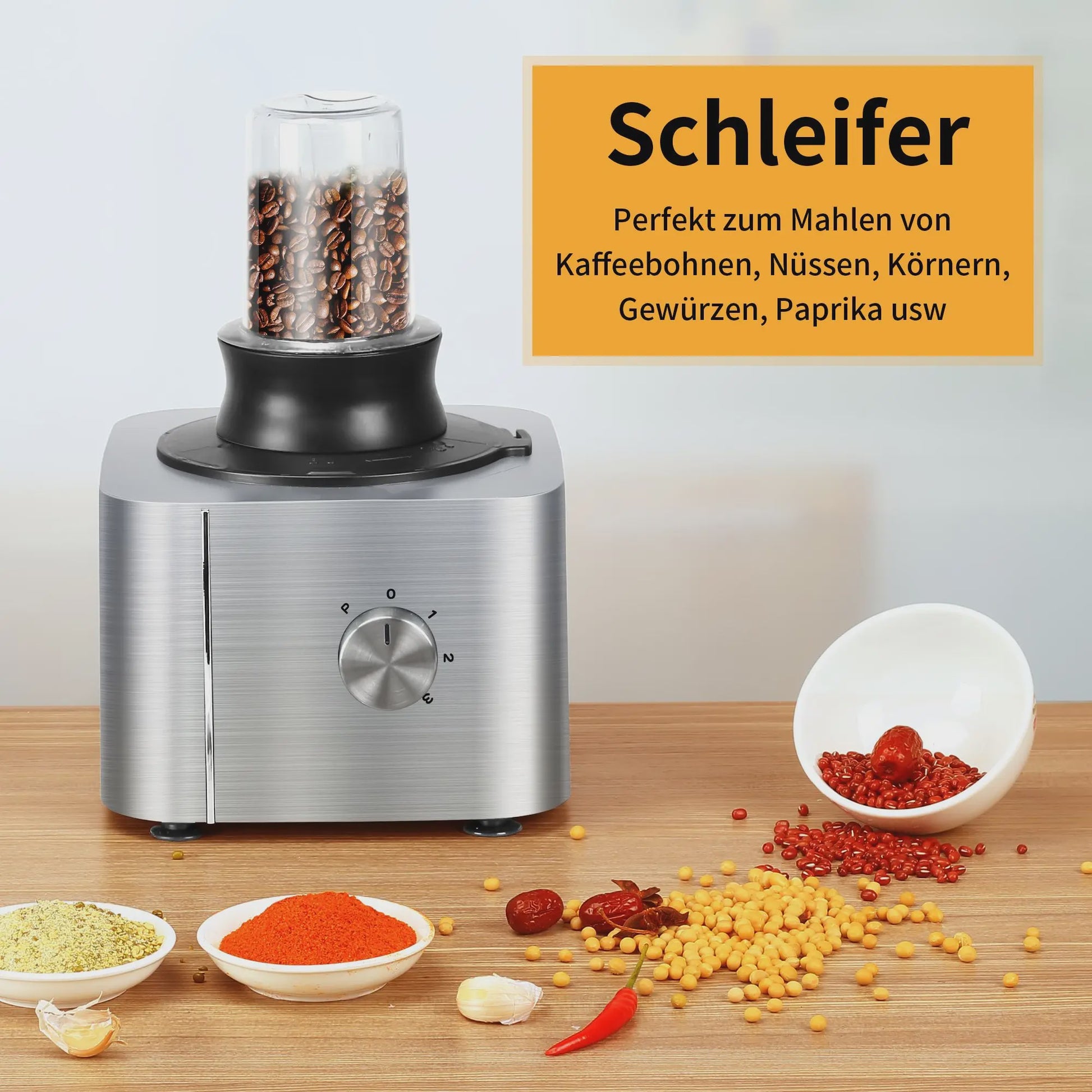 11-in-1 Keukenmachine 1100W met 3.2L Kom & 1.5L Blender - Compact Zilver