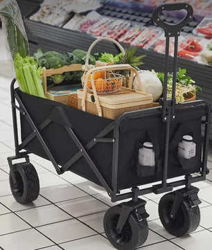 Opvouwbare Kampeerkar met Verstelbare Handgreep - 150L Grote Capaciteit, All-Terrain Wielen voor Strand, Tuin & Buiten