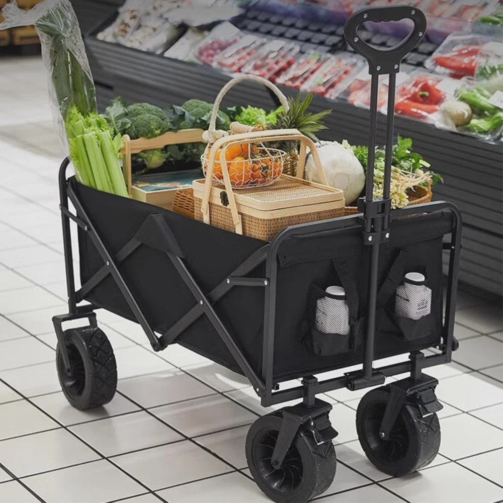 Opvouwbare Kampeerkar met Verstelbare Handgreep - 150L Grote Capaciteit, All-Terrain Wielen voor Strand, Tuin & Buiten