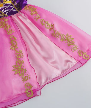 Prinsessenjurk Rapunzel voor Meisjes - Paars met Pofmouwen | Verkleedjurk & Feestjurk