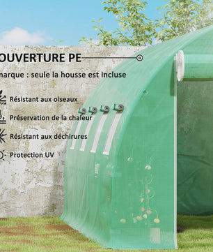 Outsunny Tunnel Kas Huisje 4x3x2m - 12m² UV-bestendig, Waterdicht, 8 Ramen, Roldeur