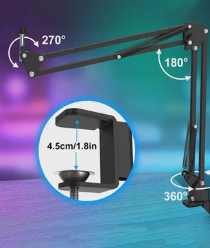 Professionele USB Condensator Microfoon Set met Boom Arm - Ideaal voor Podcast, Streaming & Opnames