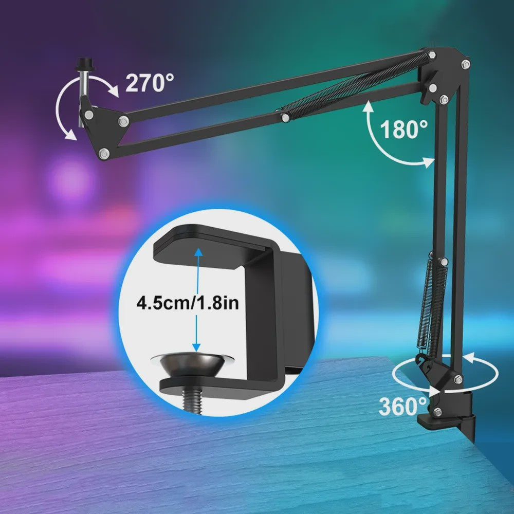 Professionele USB Condensator Microfoon Set met Boom Arm - Ideaal voor Podcast, Streaming & Opnames