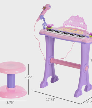 Homcom Children's Electronic Keyboard 32 Keys Microphone Light Sound Mp3 Karaoke