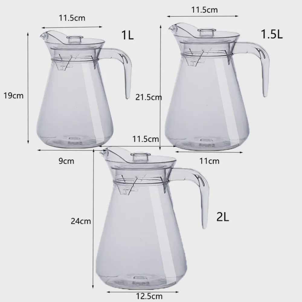 Acryl Waterkan met Deksel - 1L, 1.5L, 2L - Hittebestendig & Veelzijdig
