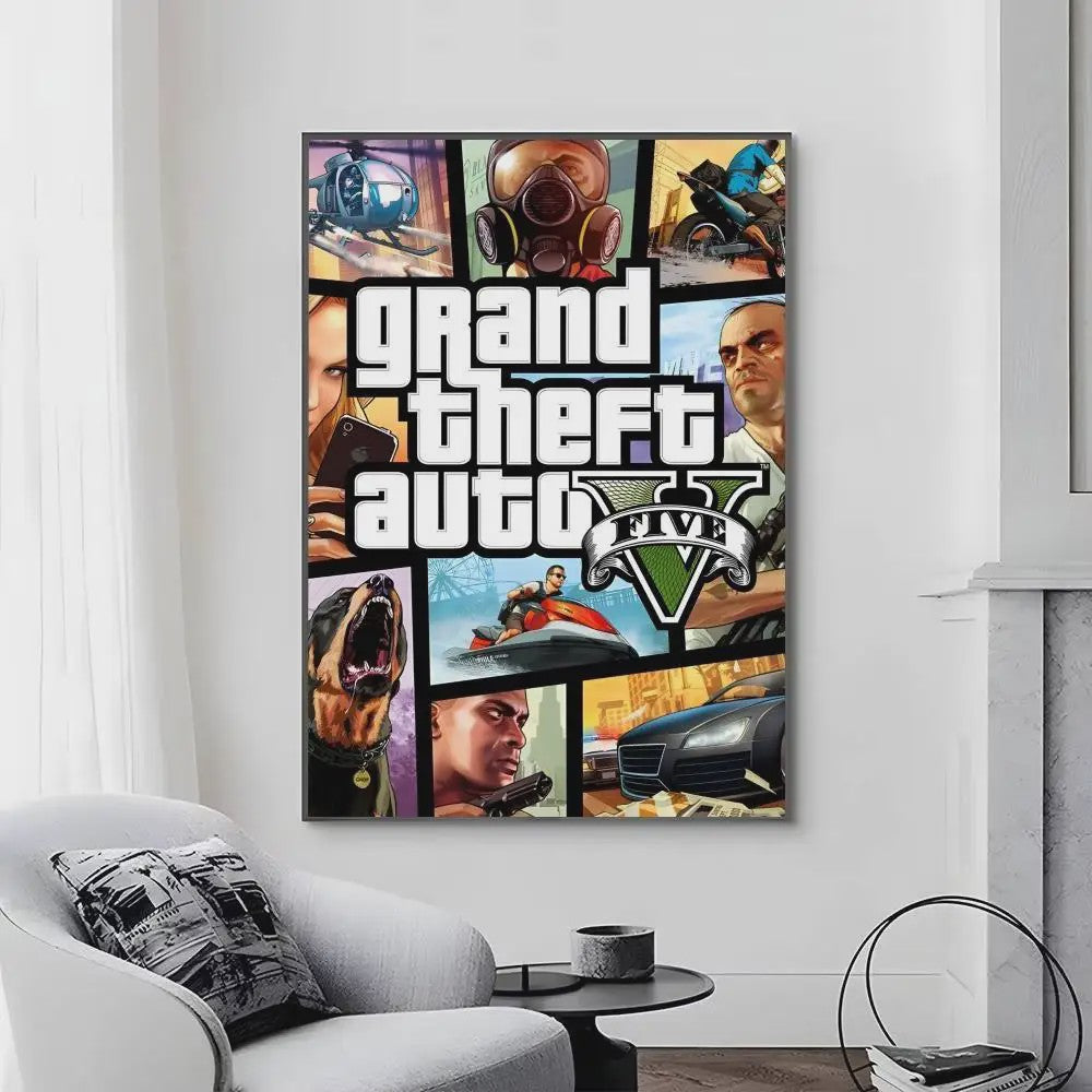 Grand Theft Auto Game Posters - Zelfklevend Muurdecoratie voor Fans