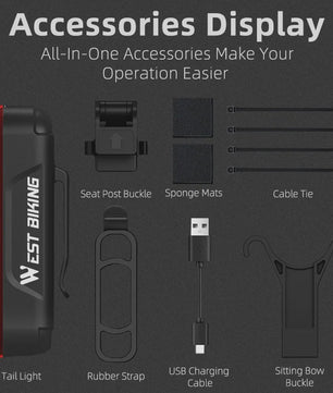 Slimme Fietslamp Achterlicht met Laser & Rem sensor - USB Oplaadbaar, Waterdicht
