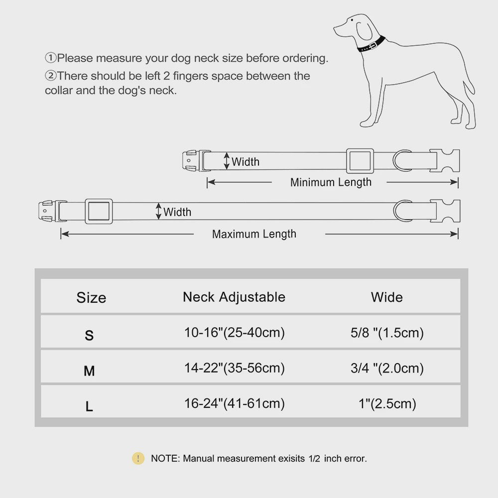 Gepersonaliseerde Hondenhalsband met Naam Gravering - Duurzaam Nylon, Verstelbaar voor Kleine tot Grote Honden