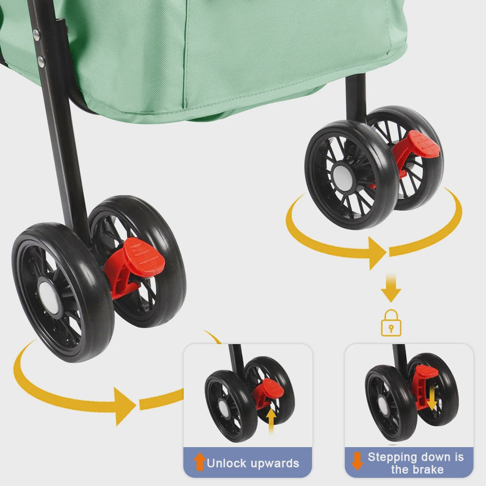2-in-1 Honden- en Kattenbuggy met Afneembare Reiswieg - Tot 10 kg