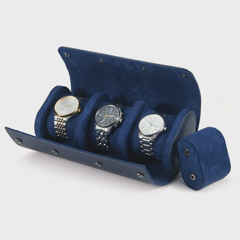 Luxe Leren Horlogerolle – Opvouwbare Opbergdoos voor 1, 2 of 3 Horloges