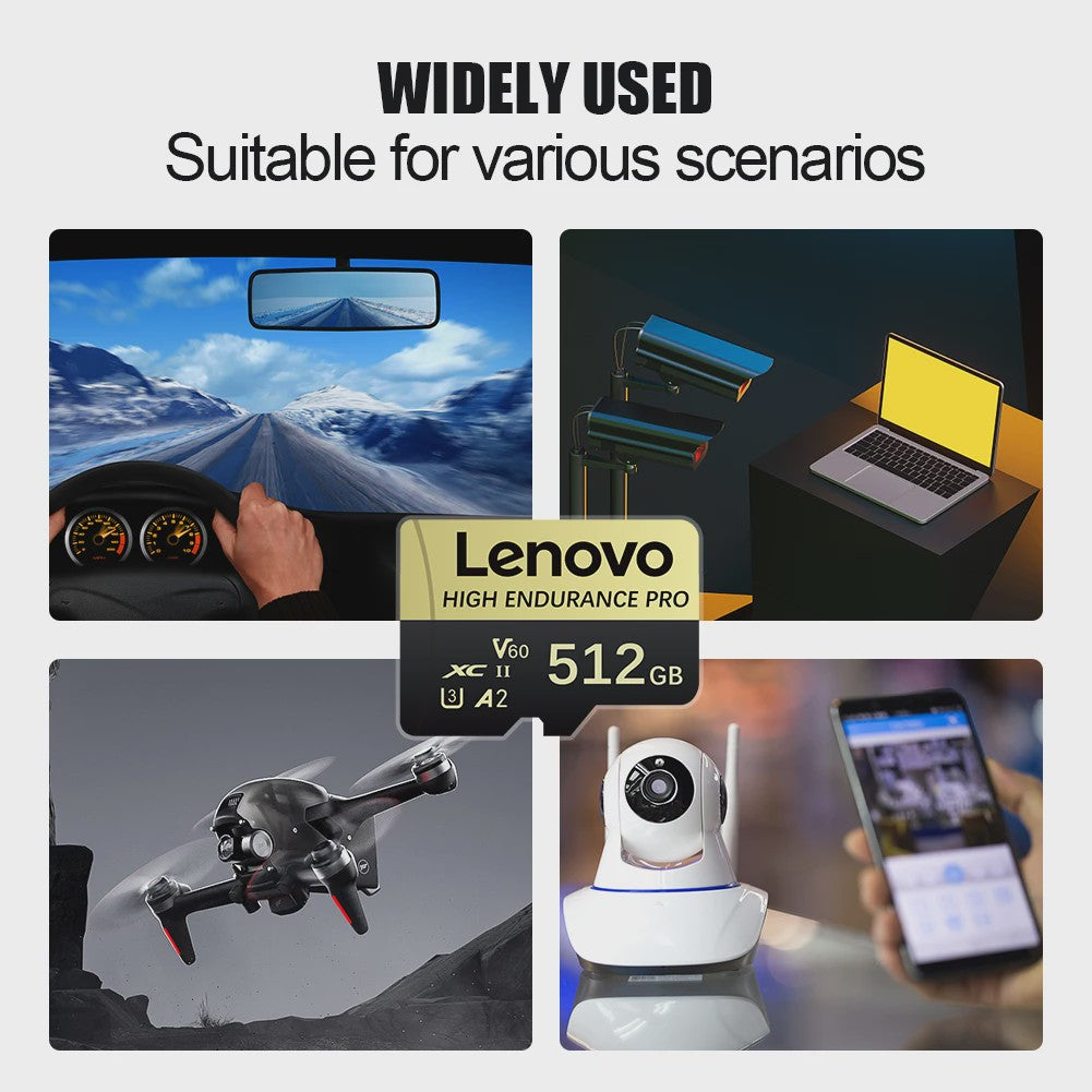 Lenovo High Endurance PRO Micro SDXC Kaart 512GB - 4K Video, Full HD, A2, V60