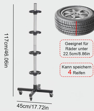 Robuuste Bandenrek met Wielen voor 4 Banden en Velgen - 100kg Draagvermogen