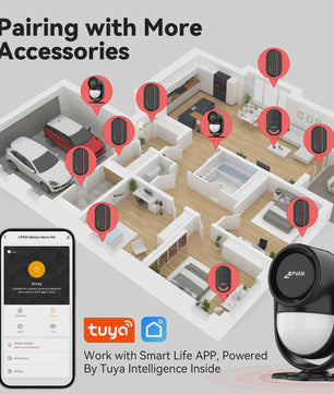 CPVAN Smart Home Alarm Systeem met PIR Bewegingsmelder, Deursensor en Afstandsbediening - Tuya WIFI