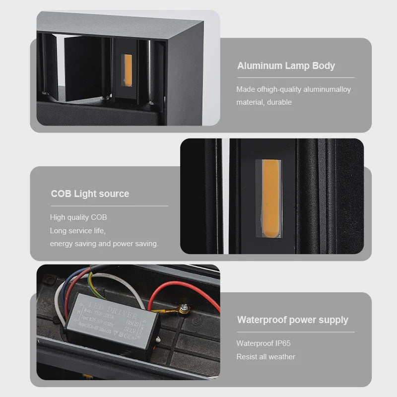 Aluminium LED Wandlamp Buiten IP65 Waterdicht - 12W/24W - Warm & Koel Wit