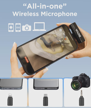 BOYA BY-LM2 Draadloos Lavalier Microfoon Systeem - 2.4GHz Dual-Channel voor iPhone, Android, Camera's