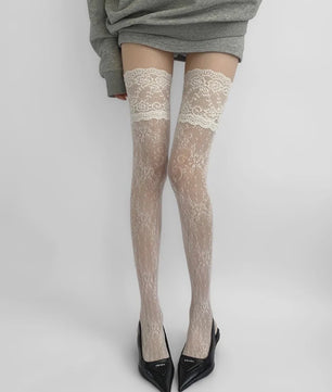 Luxe Kant Dijhoge Kousen - Elegante Over de Knie Sokken voor Dames & Lolita Stijl