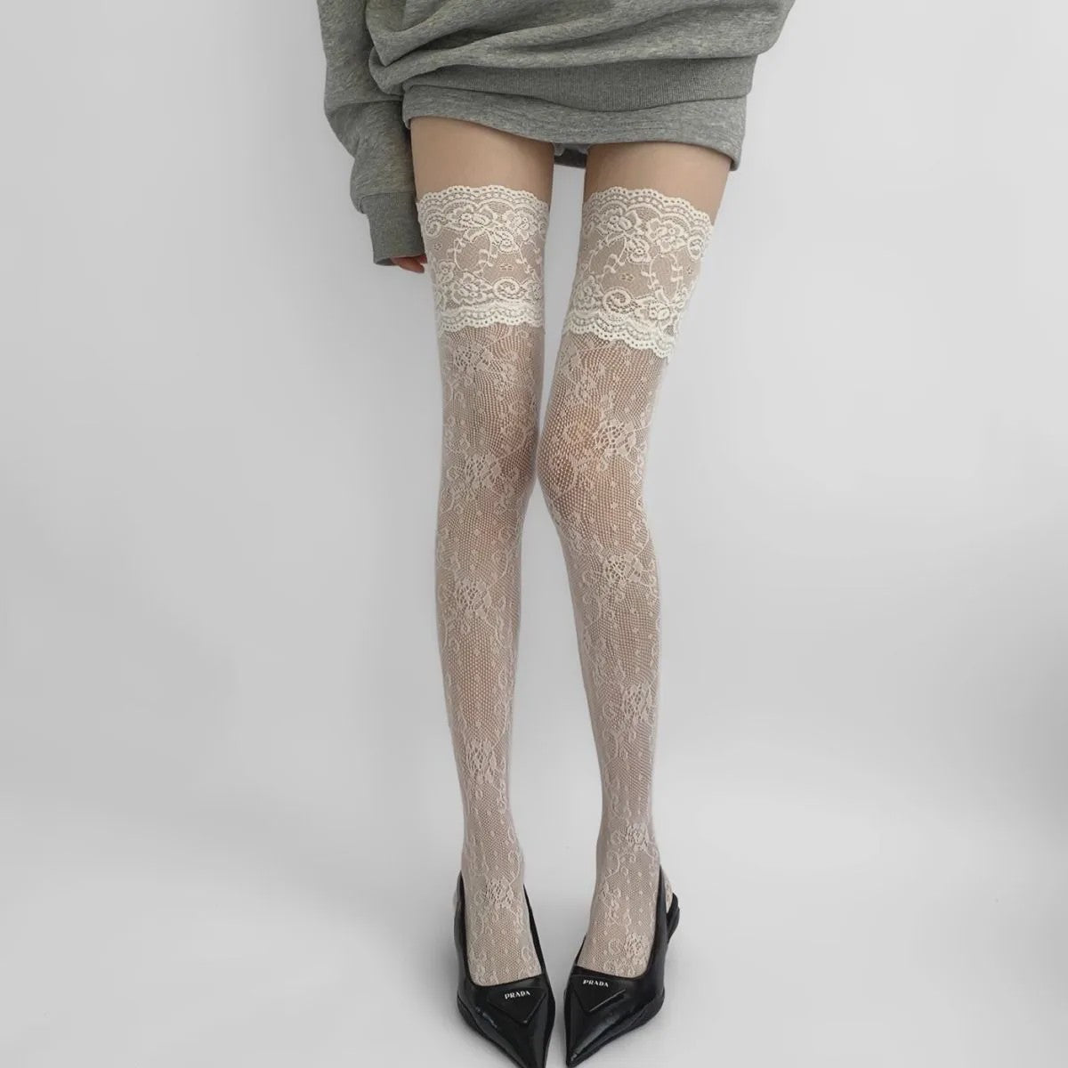 Luxe Kant Dijhoge Kousen - Elegante Over de Knie Sokken voor Dames & Lolita Stijl