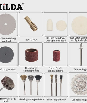 HILDA 91-delige Rotary Tool Accessoireset voor Dremel en Vergelijkbare Gereedschappen