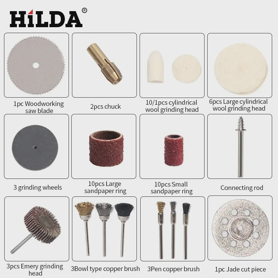 HILDA 91-delige Rotary Tool Accessoireset voor Dremel en Vergelijkbare Gereedschappen
