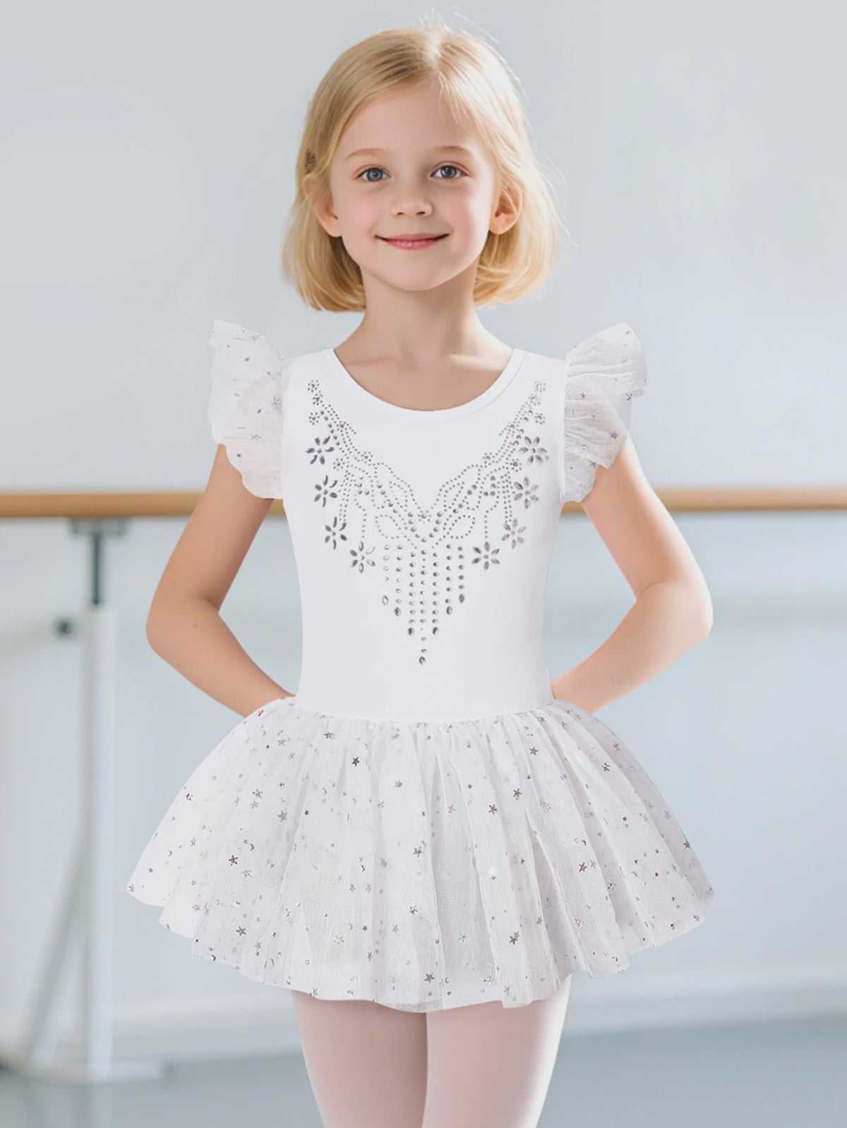 Meisjes Balletpakje met Glitter Tutu Rok & Strass Versiering - Dans & Gymnastiek
