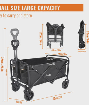 Opvouwbare Kampeerwagen met Wielen - 75KG Draagkracht - Ideaal voor Tuin, Strand & Festivals