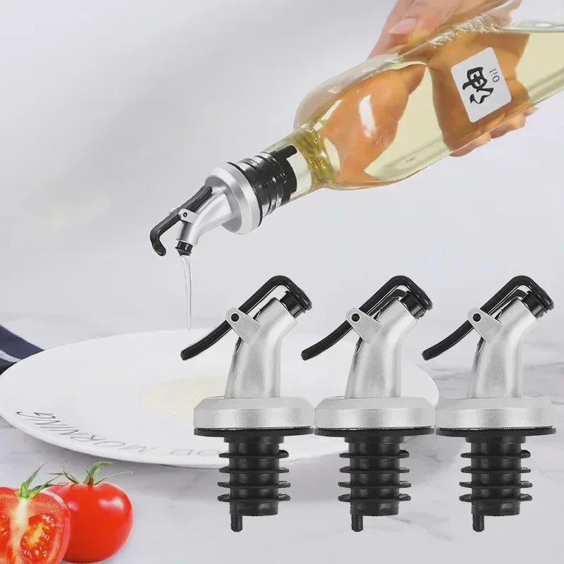 Set van 4x Wijnfles Stop & Olijfolie Schenktuit - Lekvrije Keuken Bar Accessoires