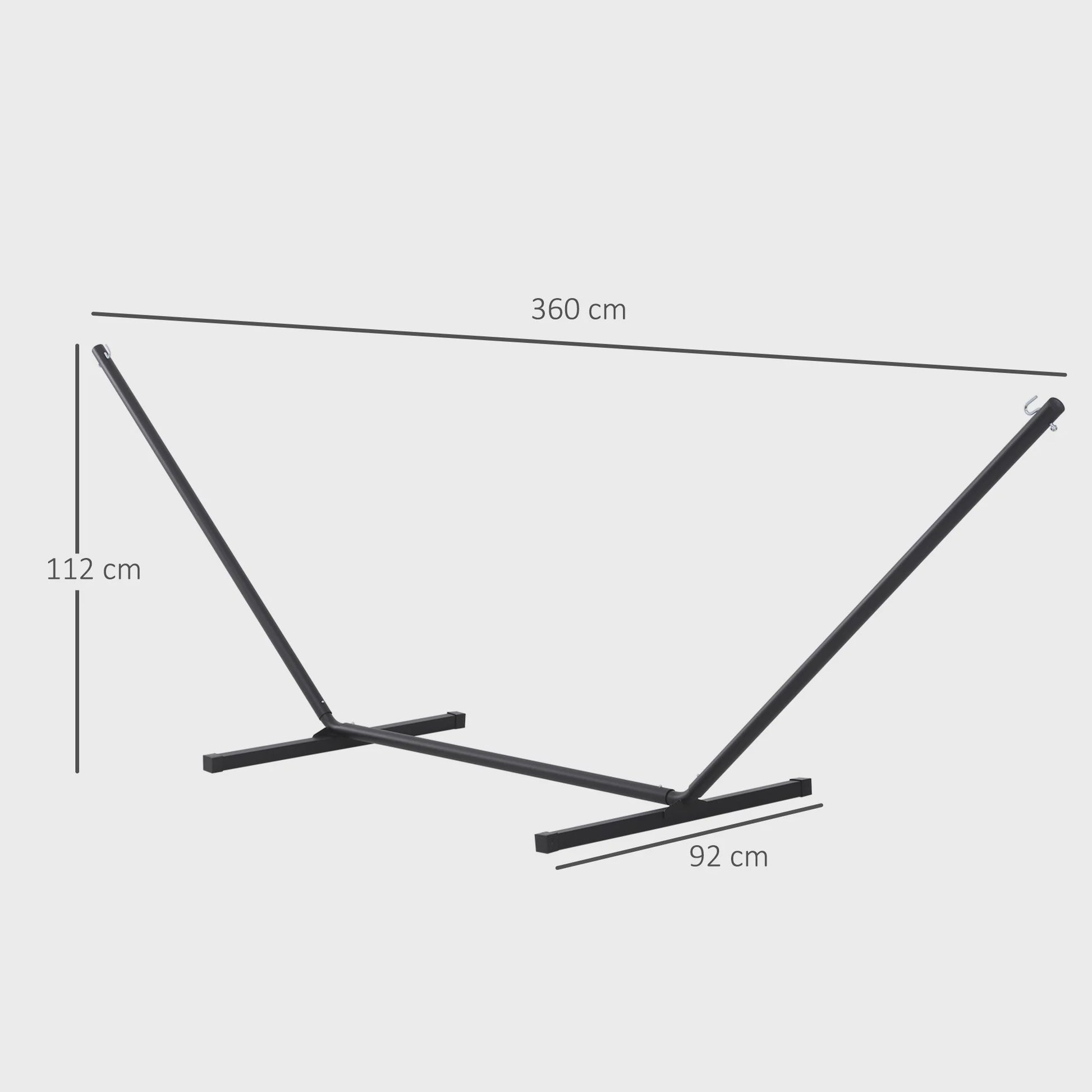 Outsunny Robuuste Metalen Ondersteuning voor Hangmat - Zwart - 3.60m