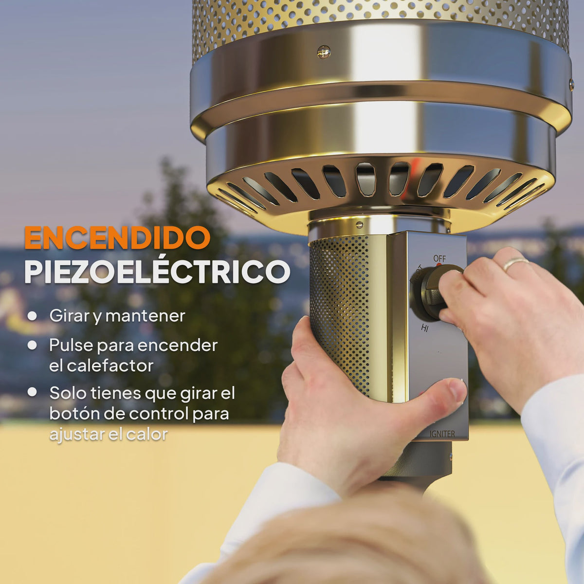 Outsunny Terrasverwarmer Gas 13000W - Draagbaar, Verstelbaar & Veilig