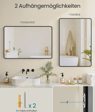 Rechthoekige Wandspiegel met Aluminium Frame en Veiligheidsglas - 61x91 cm