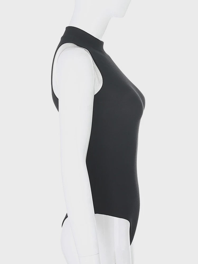 Zwarte Mouwloze Bodycon Jumpsuit - Stijlvolle Streetwear Bodysuit