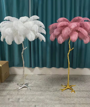 Luxe Pluimen Vloerlamp - Scandinavisch Design met LED Verlichting