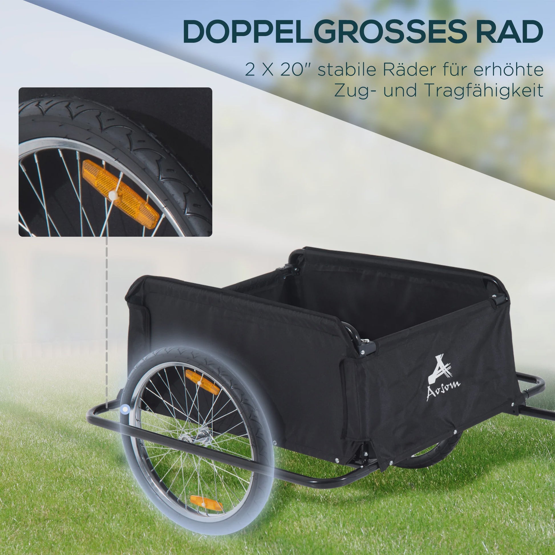 Opvouwbare Fietskar - Robuuste Cargo Trailer met 40kg Capaciteit & 20-inch Wielen - Zwart