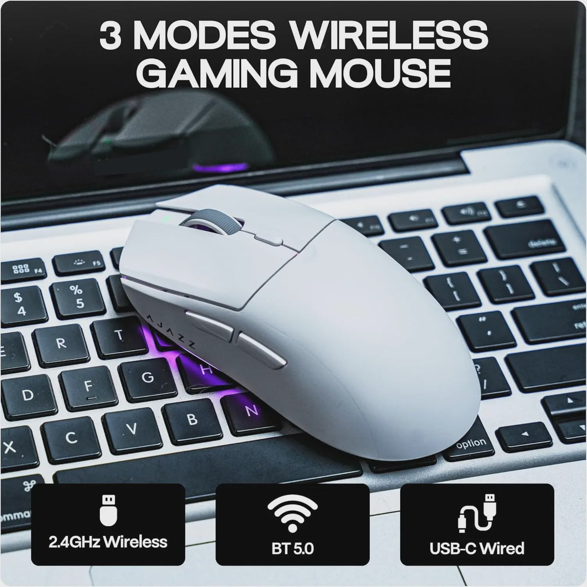 Ajazz AJ139 V2 MC Gaming Muis: Draadloos, RGB, 24000 DPI & Magnetische Oplaadbasis