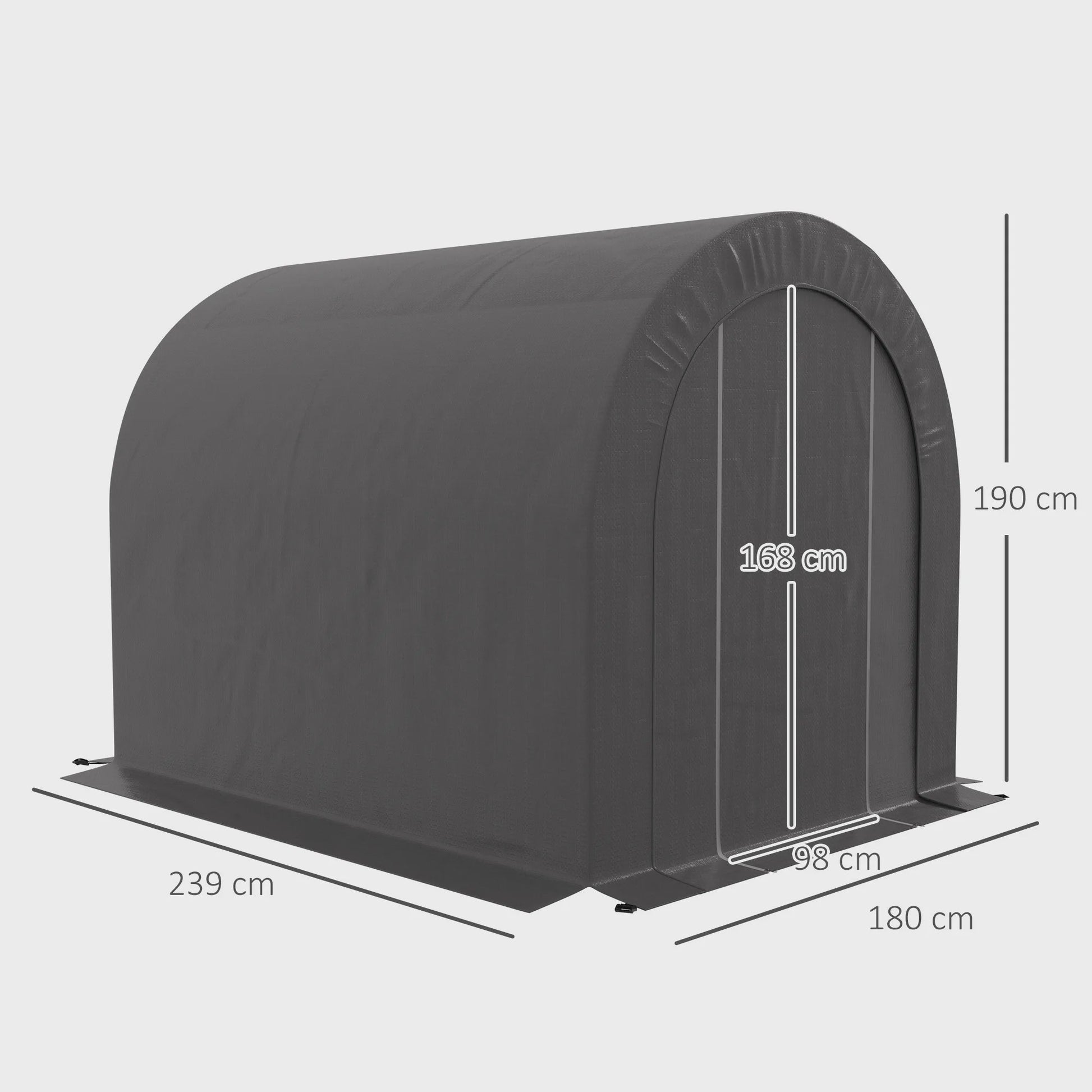 Outsunny Tuintent Opslag Garage voor Fietsen - PE & Metaal - Grijs 2.4x1.8m
