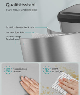 50L Metalen Pedaalemmer met Deksel en Geurfilter - SONGMICS
