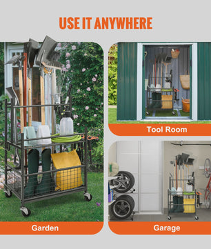 Gereedschap Organizer Tuin & Garage - 16 Sleuven, Haken & Wielen