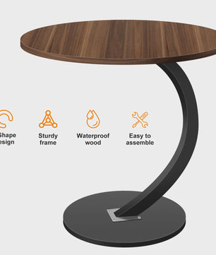 Ronde bijzettafel met C-vormige poot - Compact en stijlvol