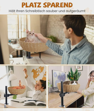 Ergonomisch Kattenbed voor Bureau met 360° Draai- en Hoogteverstelling