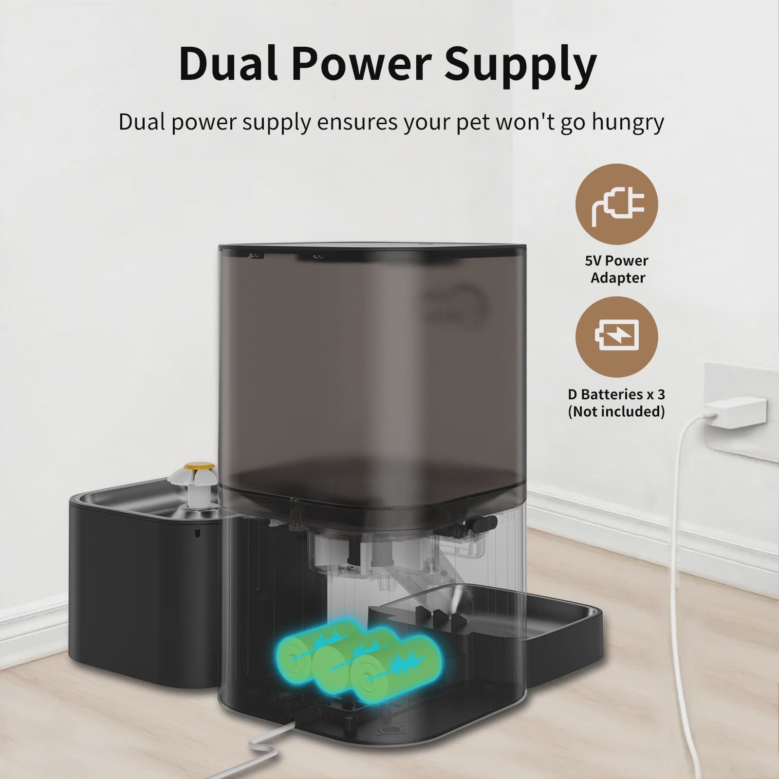 DOEL 2-in-1 Smart Voerautomaat & Drinkfontein voor Katten en Kleine Honden - 6L Capaciteit, App Controle