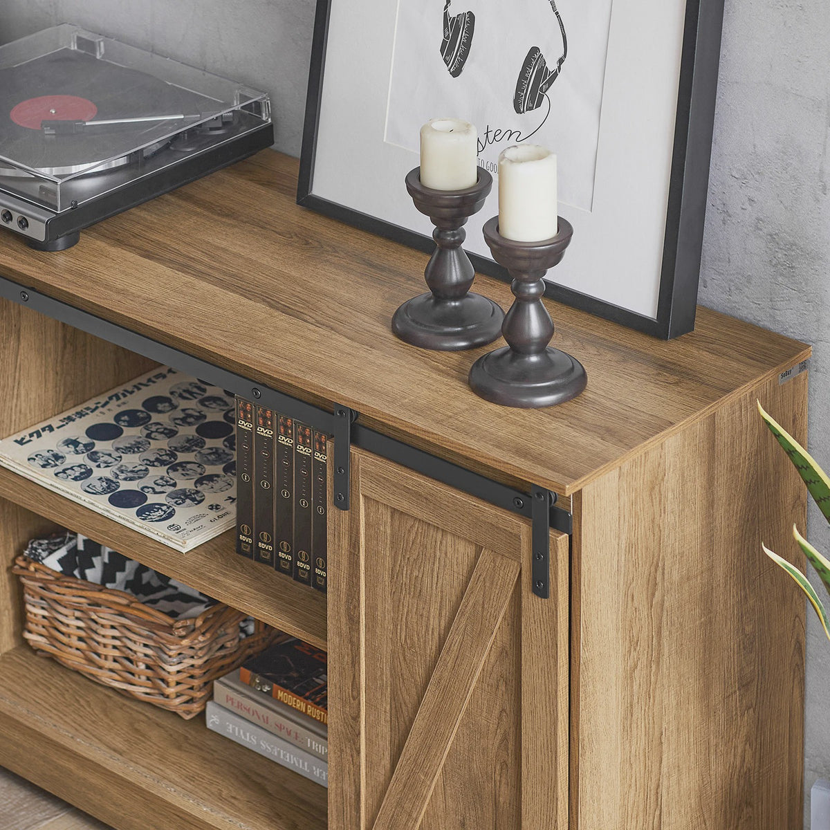 Rustiek Houten Sideboard met Schuifdeuren - Landelijke TV-meubel en Opbergkast